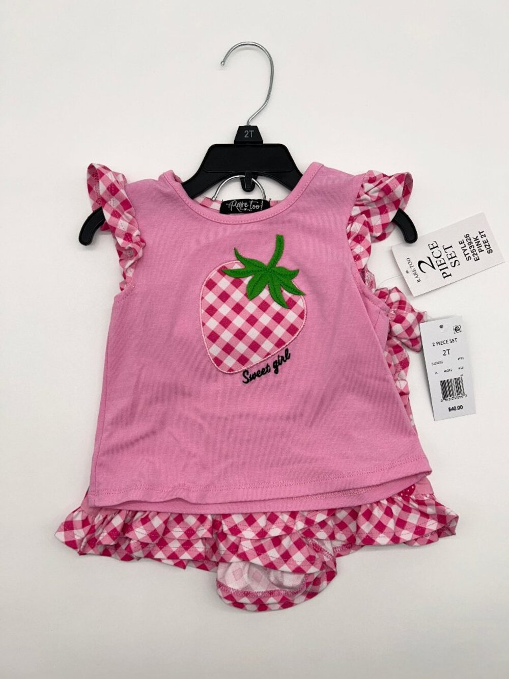 NWT Rare Too Girls 2T Strawberry 2pc Outfit Set